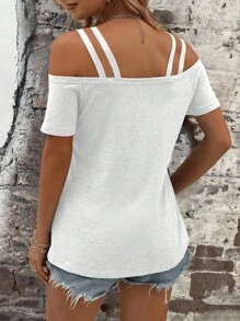 SHEIN LUNE Camiseta casual versátil de manga corta tipo raglán para mujer