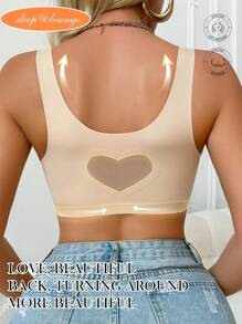 New Plus Size Sleeveless Wireless Breathable Seamless Bralette, Anti-Sag - Apricot - View 2