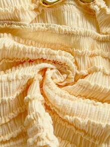 Soleia 女士度假淡黄色针织纹理短款紧身胸衣上衣，镂空心形金属扣装饰，修身剪裁，适合派对、约会、下午茶、海滩、音乐节、波西米亚风、波西米亚风、浪漫花卉 - 黃色 - 查看 6