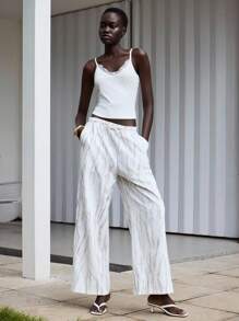 Lumivelle 女士休闲扎染印花裤（随机印花） - 白色 - 查看 6