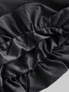 Ontre Váy thêu hoa cạp chun tương phản cho bé gái tuổi teen - Màu xám đen - Xem 6