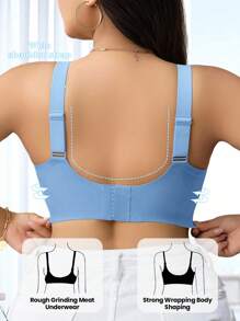 NudeFit Áo ngực không dây họa tiết thạch liền mạch cỡ lớn dành cho nữ, hỗ trợ mềm mại, có đệm nâng ngực - Màu xanh lam - Xem 2