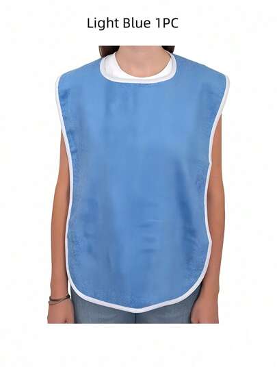 1pc Premium Absorbent Cloth Adult Bib - Unisex Adult Bib; Elderly And Disabled Dining Cloth, Adjustable, Thick Fleece Bib Clothing Protector, Machine Washable, Blue