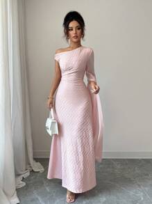 Rafferiza Vestido largo ceñido con hombros descubiertos y cintura cegada, elegante, para mujer