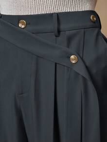 AKNOTIC 男士休闲宽松松紧腰阔腿裤纯色卡其色长裤适合夏季、度假、日常搭配、聚会、情侣、男士礼物、秋季 - 灰色 - 查看 7