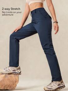 OutZeal 女士户外裤 露营徒步 防水弹力修身带口袋 - 藍色 - 查看 3