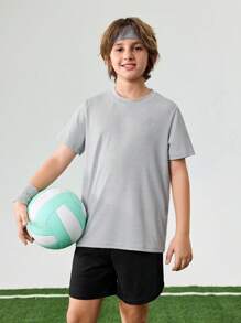 JNSQ Back To School Tween Boy Outdoor Professional Sports T-Shirt And Shorts Set, Children Elastic Waist Outdoor 3M Reflective Print Workmanship Professional Outdoor Sports T-Shirt And Shorts Set - Multicolor - View 3