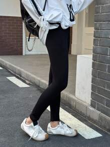 Dazy Kids Pantalones leggings casuales de ajuste delgado con estampado de letras para adolescentes, otoño