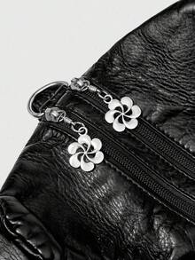 ROMWE Grunge Punk New Punk Rock Chic Women Shoulder Bag Dark Tote Bag Motorcycle Bag For Ladies - Black - View 5