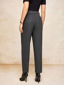 House of One 高腰弹力后背修身锥形长裤女秋季格纹裤休闲优雅女装正装裤女商务休闲裤女士休闲裤灰色正装裤格兰格子裤秋季女装旧款办公室服装女秋季服装商务职业女性商务休闲女装