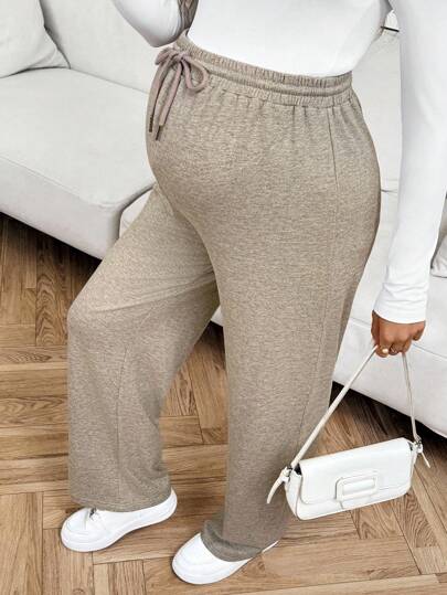 SHEIN Maternity Casual Solid Color High Waist Sweatpants Fall Autumn Winter