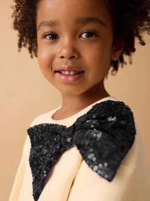 Maija Kids Maija Kids Young Girl Sequin Bow Decor Round Neck Sweatshirt,In Fall/Winter - White - View 5