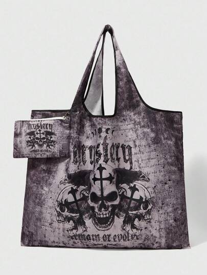 Grunge Punk Goth / Punk Style Women's Tote Bag, Portable, Halloween, Halloween Bags Perfect For Fancy Party Matching With Halloween Costumes