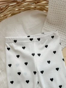 6pcs Baby Girl Baby Girl Heart Pattern Ruffle Trim Round Neck Short Sleeve Soft Pajama Set - Multicolor - View 5