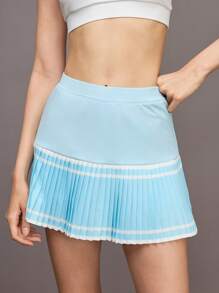 Activina Activina High Waist Pleated Contrast Color Stripe Sports Skirt Shorts