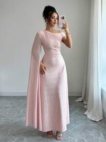 Rafferiza Vestido largo ceñido con hombros descubiertos y cintura cegada, elegante, para mujer