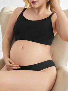 Plus Size Women Solid Color Ribbed Maternity Nursing Bra