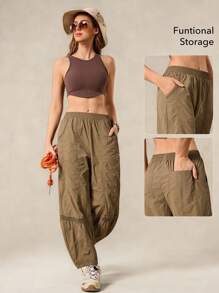 OutZeal 女士运动裤，适合露营、徒步、旅行，防水网眼设计，带侧袋 - 棕色 - 查看 3