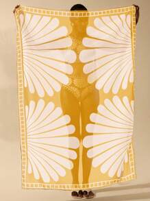 CAJUNI Women's Vacation Boho Yellow Shell Print Casual Beach Wrap Skirt Cover Up,Swimsuits,Swim Suits For Women,Cover Ups For Swimwear,Swim Cover Up Women,Bathing Suit Cover Up,Cover Up,Swimsuit Cover Up,Swim Cover Up,Beach Cover Up, Country Concert - Yellow - View 2