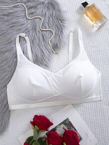 SHEIN Sujetador inalámbrico de malla transparente de la serie Casual de talla grande