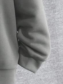 Tween Boy Letter Embossed Long Sleeve Casual Sweatshirt Autumn Winter Clothes For Girl - Grey - View 3