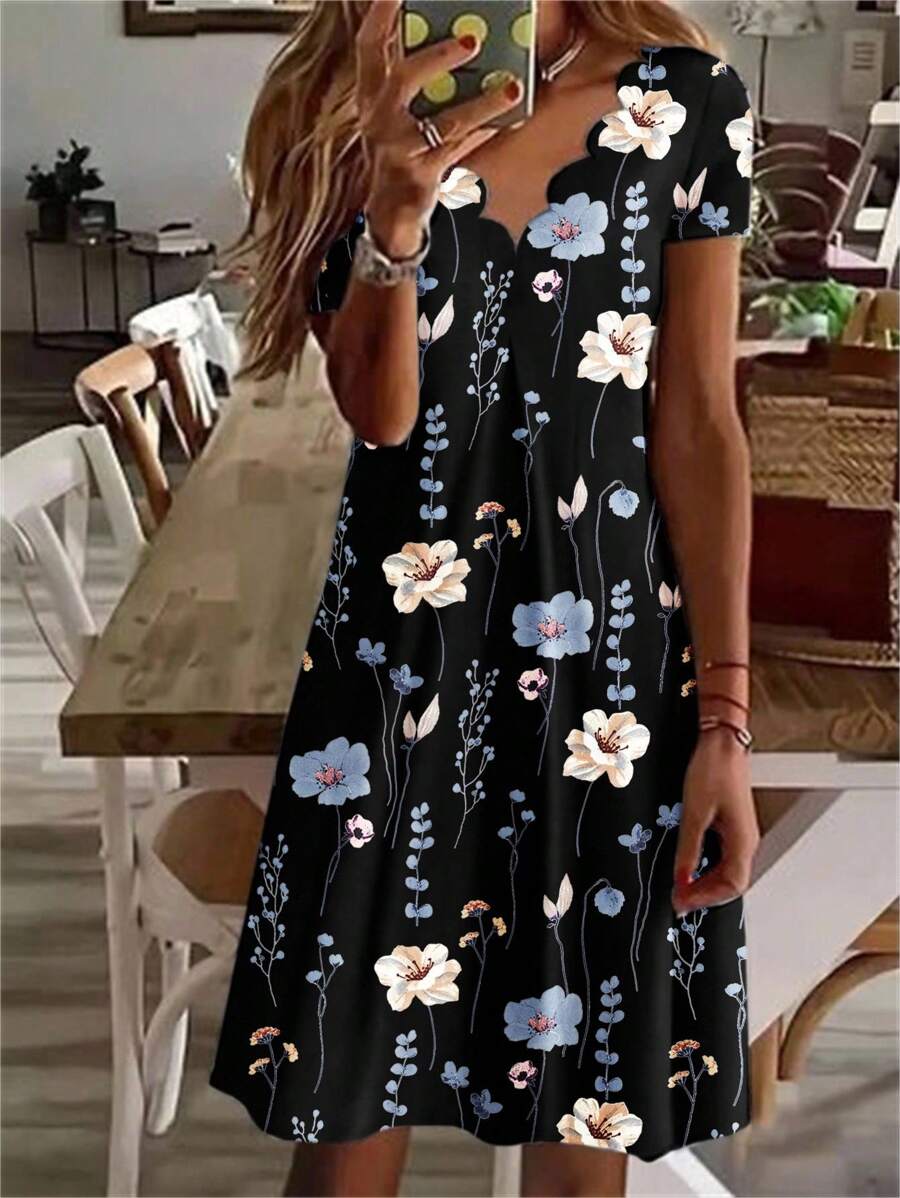 Breezaya 女式夏季度假蕾丝拼布扎染印花无袖连衣裙