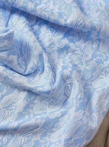 SHEIN Clasi Elegantes romantisches blaues Spitzenkleid aus Composite-Gewebe, entworfen für tägliche Fahrten, Dates, Einkaufen, Ausflüge und andere Anlässe, Frühling/Sommer - Blau - Übersicht 3