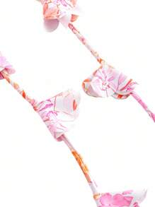 Swim Oasis Women's Romantic Floral Gradient Print One-Piece Set With 3D Flower And Tassel Decor For Summer Beach Vacation