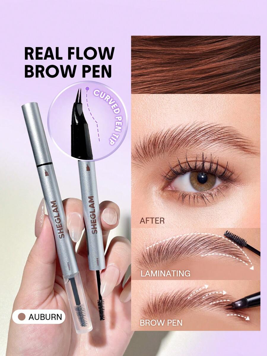SHEGLAM Real Flow Laminating Brow Pen-Auburn Brand Beauty Makeup Face Paint Cosmetic For Women Girls Perfect For Spring Summer Ideal For Y2K Fancy Fashion Suitable For Birthday Mother'S Day Gift Rave Party Ready Best Color - Auburn - View 1