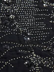 Maija Camisa de Moda de Manga Longa com Ombro Caído e Botão Único, Bordada com Lantejoulas, Camisa de Lantejoulas, Camisa de Strass, Camisa Bordada, Camisa Cintilante, Blusas para Sair, Outono Mulheres, Concerto, Encontro, Aeroporto, Fairycore, Clube, Sexy, Aniversário, Camisa com Botões para Mulheres, Halloween - Preto - Visão 7