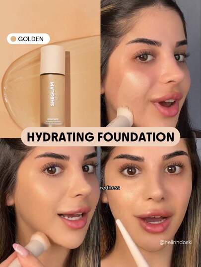 SHEGLAM Skinfinite Hydrating Foundation-Golden Flawless Dewy Foundation Hydrating Coverage Invisible Pore Concealer Pore-Less Non-Greasy Lightweight Natural Soft Liquid Foundation Brand Beauty Makeup Face Paint Cosmetic For Women Girls Perfect For Fall Winter Ideal For Y2K Fancy Fashion Suitable For Birthday Christmas Present Party Ready Best Color