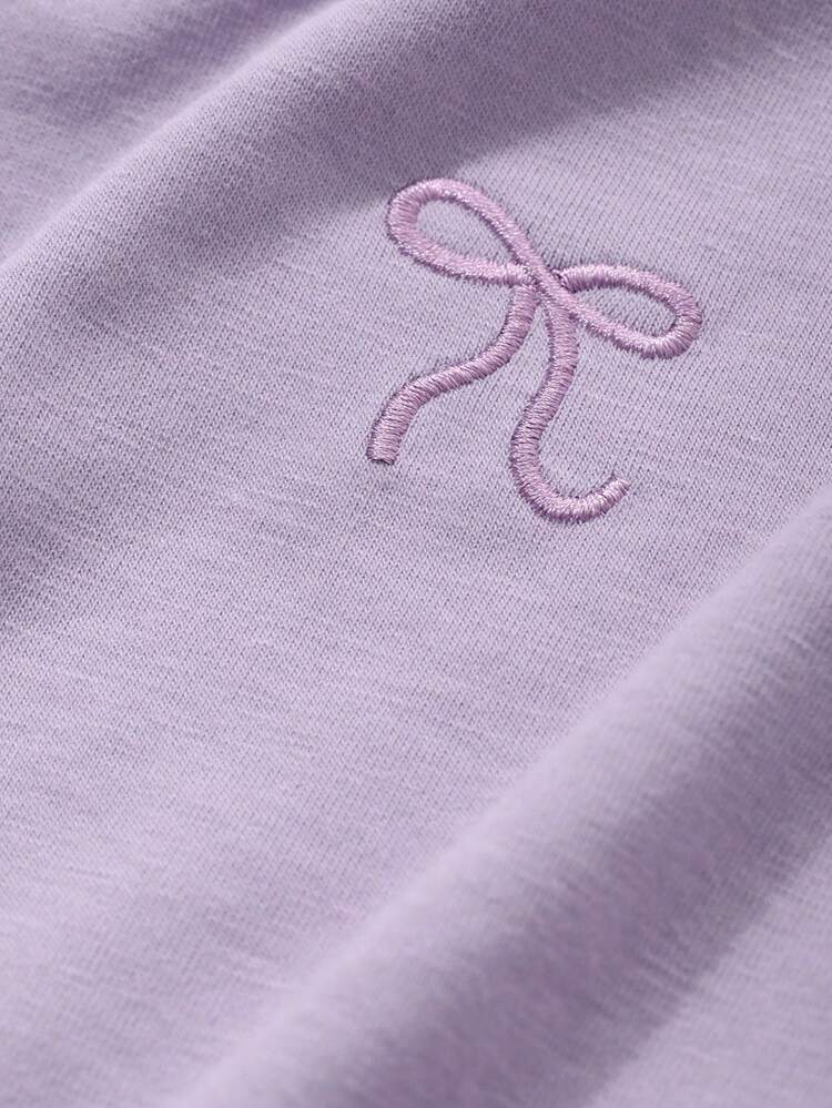 Women's Ribbon Decor Bow Embroidery Loose Fit Short Sleeve T-Shirt Oversized T-Shirt