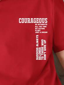 SHEIN Leap Crew Tween Boy 简约休闲字母印花短袖 T 恤和短裤两件套阻燃宽松舒适睡衣套装，夏季