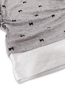 SHEIN Women Crew Neck Long Sleeve Patchwork Layered T-Shirt Top