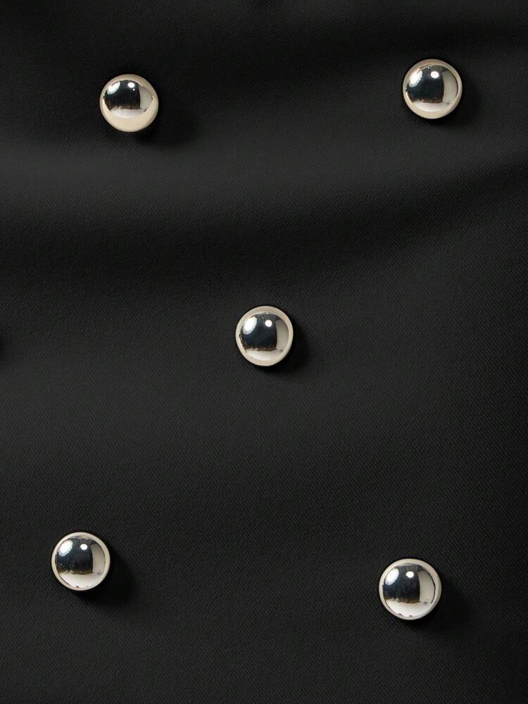 MISSGUIDED Studded Mini Skirt With Side Cut Out Design Party Clubwear Night Out Metallic Button Embellished Contemporary Fashion Statement Piece