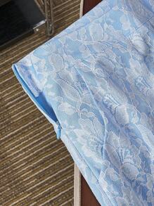 SHEIN Clasi Elegantes romantisches blaues Spitzenkleid aus Composite-Gewebe, entworfen für tägliche Fahrten, Dates, Einkaufen, Ausflüge und andere Anlässe, Frühling/Sommer - Blau - Übersicht 5