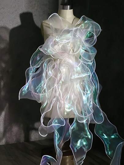 Glitter Organza Ribbon - For Floral Bouquets, Gift Wrapping, DIY Hair Bows & Lace Appliques, Sheer Crinkle Craft Ribbon With Sparkle Edge For Wedding Decor, Bridal Shower Favors