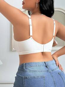 SHEIN Sujetador inalámbrico de malla transparente de la serie Casual de talla grande