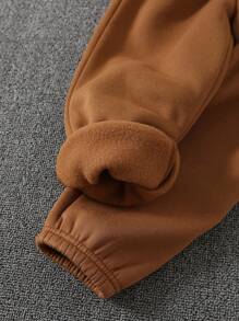 SHEIN Leap Crew Young Boy 2pcs/Set Casual Cute Colorblock Round Neck Sweatshirt With Pockets & Elastic Waist Pants Knitted Set, Suitable For School, Garden, Beach, Birthday In Spring, Summer, Autumn And Winter - Black - View 6