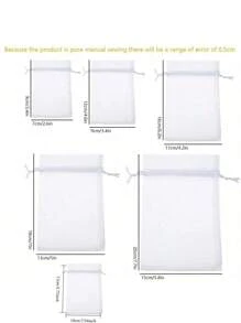 50 pezzi di sacchetti regalo in organza con cordini, perfetti per gioielli, caramelle, matrimoni, feste e confezioni per lo shopping online - Bianco - Visualizzare 5