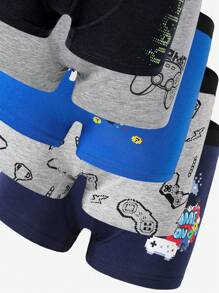 5pcs/Pack Boys' Colorful Splatter Game Console Print Cotton Boxer Briefs Boys Boxers Graphic Boxers,Backto SchoolFashion Fall Winter - Multicolor - View 6