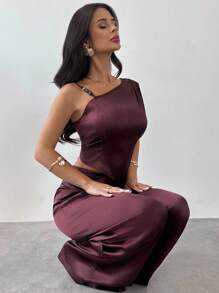 Firerie Bộ trang phục hai mảnh áo và quần hở lưng bất đối xứng thanh lịch dành cho nữ, trang phục tốt nghiệp, trang phục giáo viên, bộ trang phục trở lại trường - Cà phê nâu - Xem 6