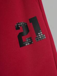 SHEIN 青少年男孩两件套字母撞色印花 T 恤和红色裤子套装，休闲学院风，舒适时尚，柔软面料，适合日常穿着、上学、郊游、户外活动、返校季、所有季节 - 彩色 - 查看 10