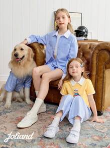 PETSIN 1pc Navy Blue Striped Pet Cat/Dog Universal Shirt - Multicolor - View 5