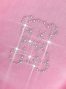 Manfinity EMRG 男士创意熊图案水钻装饰粉色连帽卫衣 - 粉色 - 查看 2