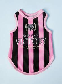 PETSIN 1 件宠物猫狗通用运动衫经典复古粉黑条纹印花时尚休闲舒适狗狗运动衫背心 - 彩色 - 查看 2