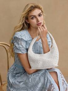 MOTF PREMIUM 编织镂空单肩包 - 米色 - 查看 2