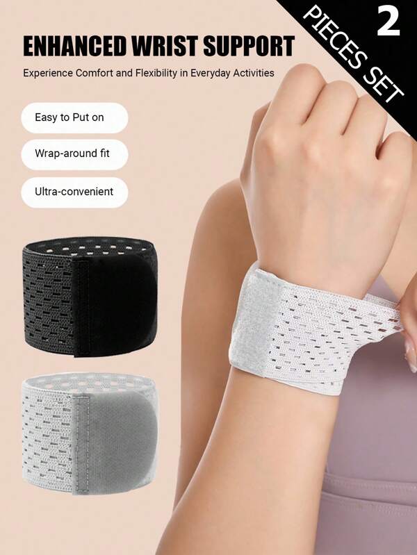 SHEIN 2 Pieces Set Unisex Basketball Sports Fitness Lightweight Wrist Support Brace