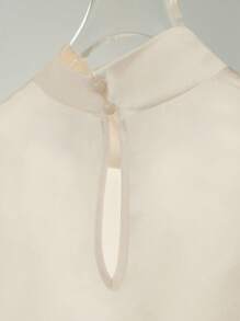 Selianne Áo cánh satin Pháp thanh lịch & satin Splice dành cho nữ - Màu be - Xem 7