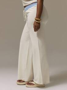 MUSERA Gestreifte Hose mit Kordelzug an der Taille, weites Bein, lässig, nur für Urlaub, Feiertage, süß, Urlaub, romantisch, Sommer, Flughafen, Kurven, Winter, Herbst, Abendparty, elegant, Weihnachten